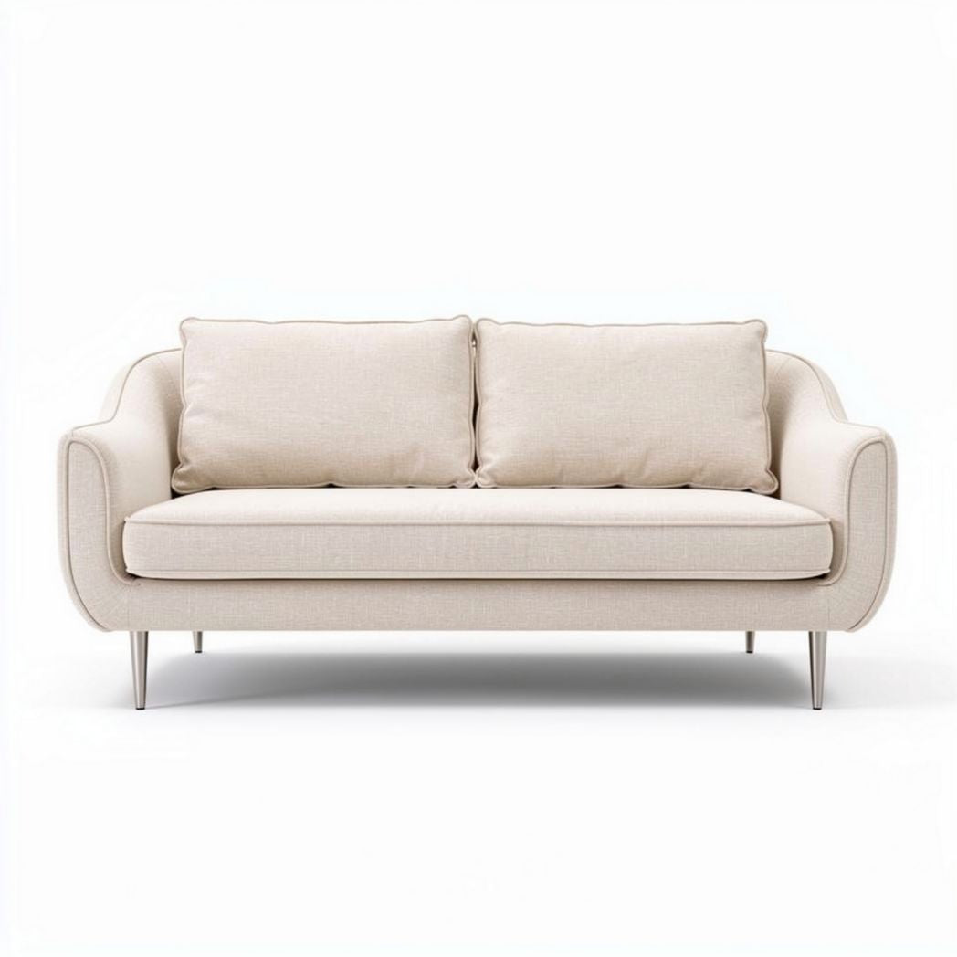 Two-seater sofa in beige fabric with modern design and metal legs 200 x 90 x 80cm