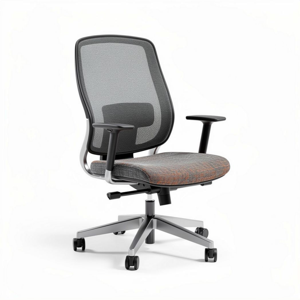 Mesh office chair with adjustable arms and seat height in gray 60 x 60 x 100cm