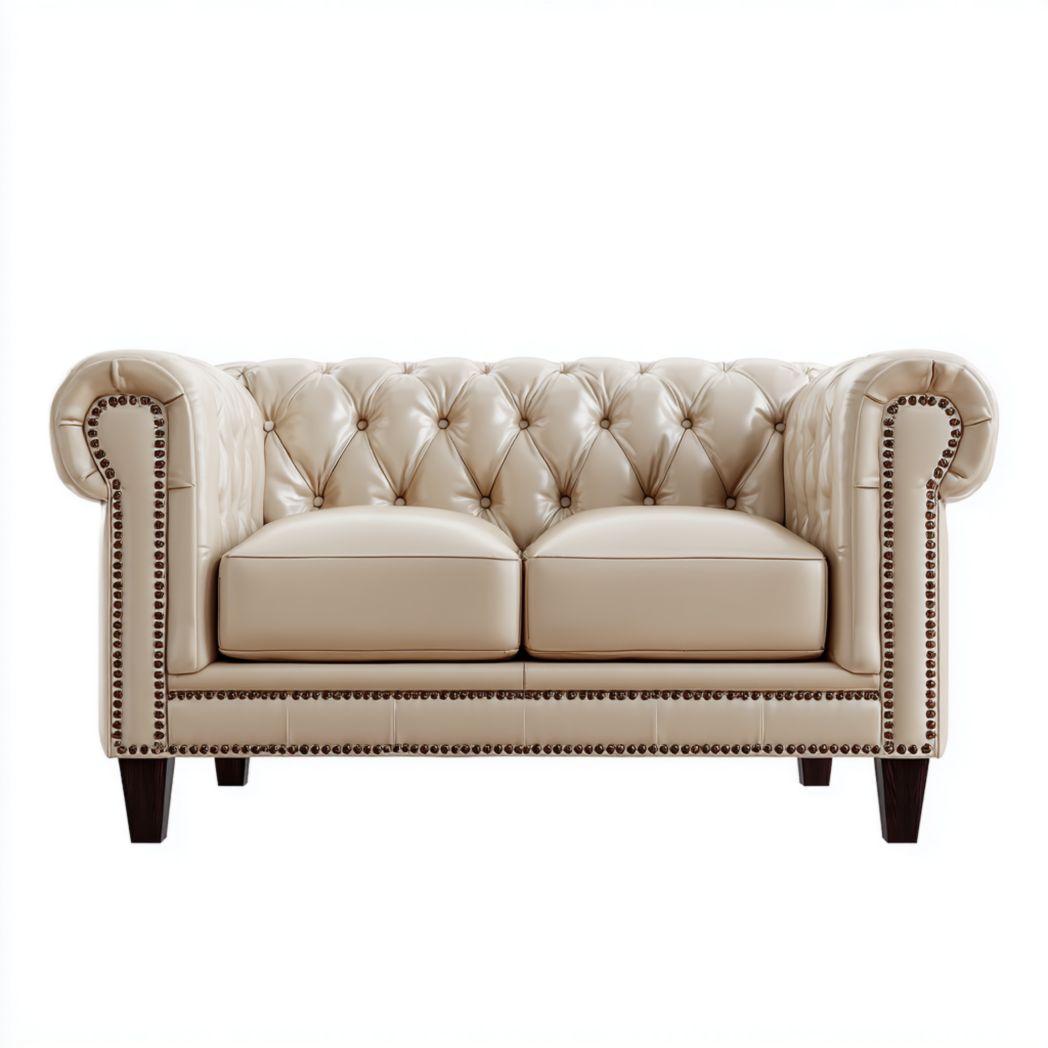 Fabric upholstered two-seater sofa in beige with modern design dimensions 180 x 85 x 85cm