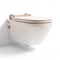 Wall-mounted toilet with brass hardware in white ceramic 35 x 55 x 40cm