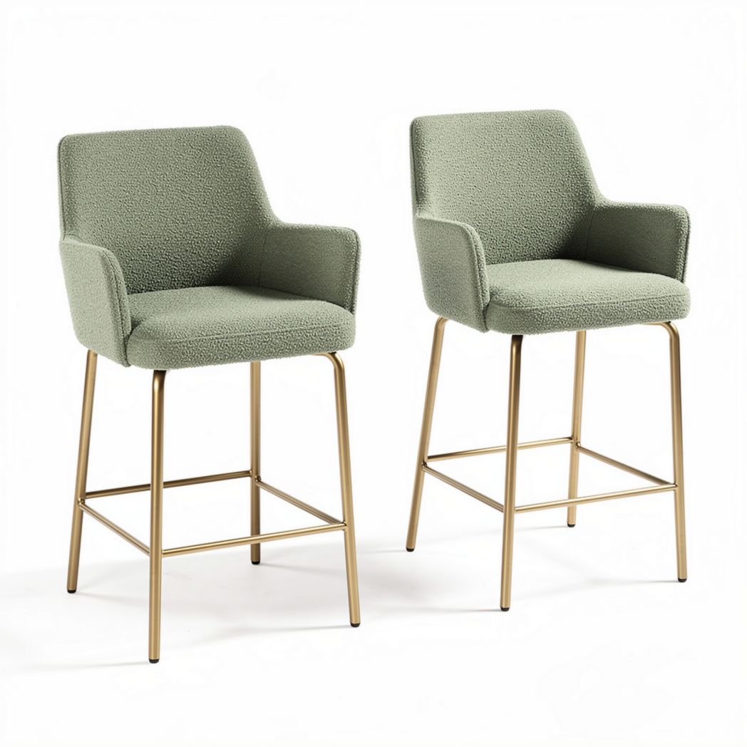 Velvet orange bar stools with metal legs for modern kitchen and dining use