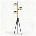 Tripod floor lamp with three glass shades and metal accents 20 x 20 x 150cm
