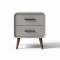 Two-drawer nightstand in gray with wood legs 60 x 40 x 50cm