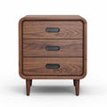 Wooden nightstand with three drawers and black handles 45 x 40 x 50cm