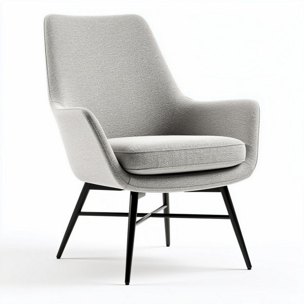Upholstered accent chair with fabric seat and black metal legs 70 x 70 x 90cm